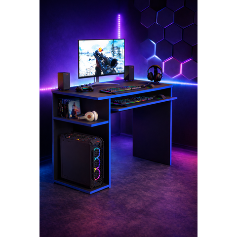 Escrivaninha Mesa para Computador Home Office Estudo com Prateleiras Gamer