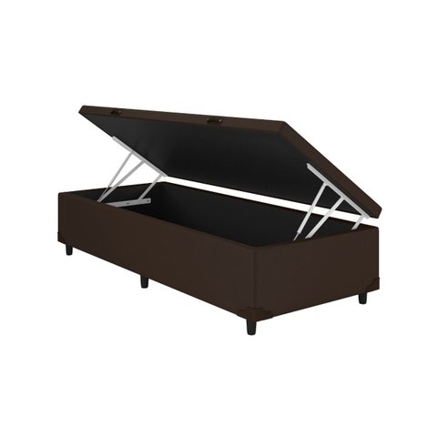 Baú Solteiro Corino Marrom 88x188 Blindado