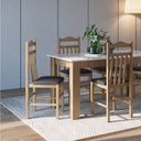 Ver imagem 1 de Conjunto Sala de Jantar Mesa Fixa com 4 Cadeiras Marrom/Ameixa Negra