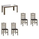 Ver imagem 2 de Conjunto Sala de Jantar Mesa Fixa com 4 Cadeiras Marrom/Ameixa Negra