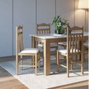 Ver imagem 1 de Conjunto Sala de Jantar Mesa Fixa com 4 Cadeiras Marrom/Ameixa Negra