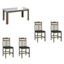Ver imagem 2 de Conjunto Sala de Jantar Mesa Fixa com 4 Cadeiras Marrom/Ameixa Negra