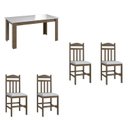 Ver imagem 2 de Conjunto Sala de Jantar Mesa Fixa com 4 Cadeiras Marrom/Ameixa Negra