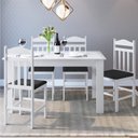 Ver imagem 1 de Conjunto de Mesa de Jantar com 4 Cadeiras Estofadas Branco Móveis Canção