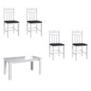 Ver imagem 2 de Conjunto de Mesa de Jantar com 4 Cadeiras Estofadas Branco Móveis Canção