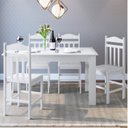 Ver imagem 1 de Conjunto Sala de Jantar Mesa Fixa com 4 Cadeiras Branco
