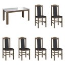 Ver imagem 2 de Conjunto Sala de Jantar Mesa Fixa com 6 Cadeiras Marrom/Ameixa Negra