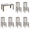 Ver imagem 2 de Conjunto Sala de Jantar Mesa Fixa com 6 Cadeiras Marrom/Ameixa Negra