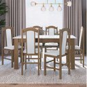 Ver imagem 1 de Conjunto Sala de Jantar Mesa Fixa com 6 Cadeiras Marrom/Ameixa Negra