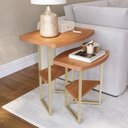 Ver imagem 1 de Kit 2 Mesas Laterais Lile com Tampo Mdf 25mm e Pés de Ferro para Sala e Quarto Jequitiba