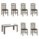 Ver imagem 2 de Conjunto Sala de Jantar Mesa Fixa com 6 Cadeiras Marrom/Ameixa Negra