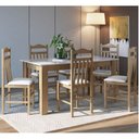 Ver imagem 1 de Conjunto Sala de Jantar Mesa Fixa com 6 Cadeiras Marrom/Ameixa Negra