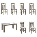 Ver imagem 2 de Conjunto Sala de Jantar Mesa Fixa com 6 Cadeiras Marrom/Ameixa Negra