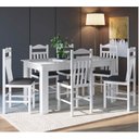 Ver imagem 1 de Conjunto Sala de Jantar Mesa Fixa com 6 Cadeiras Branco