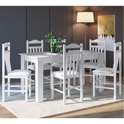 Conjunto Sala de Jantar Mesa Fixa com 6 Cadeiras - 1