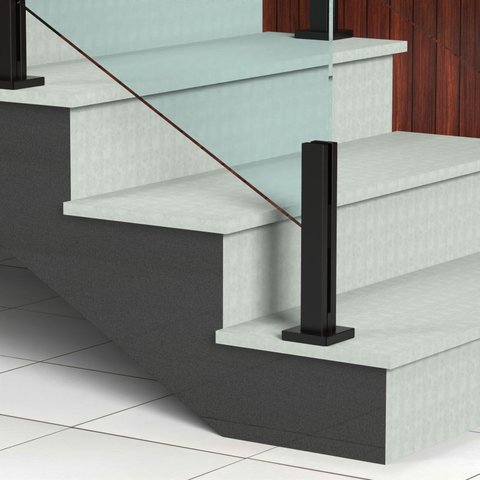 Torre Guarda Corpo Coluna Pinça Preto 30cm para Vidro 1 Furo