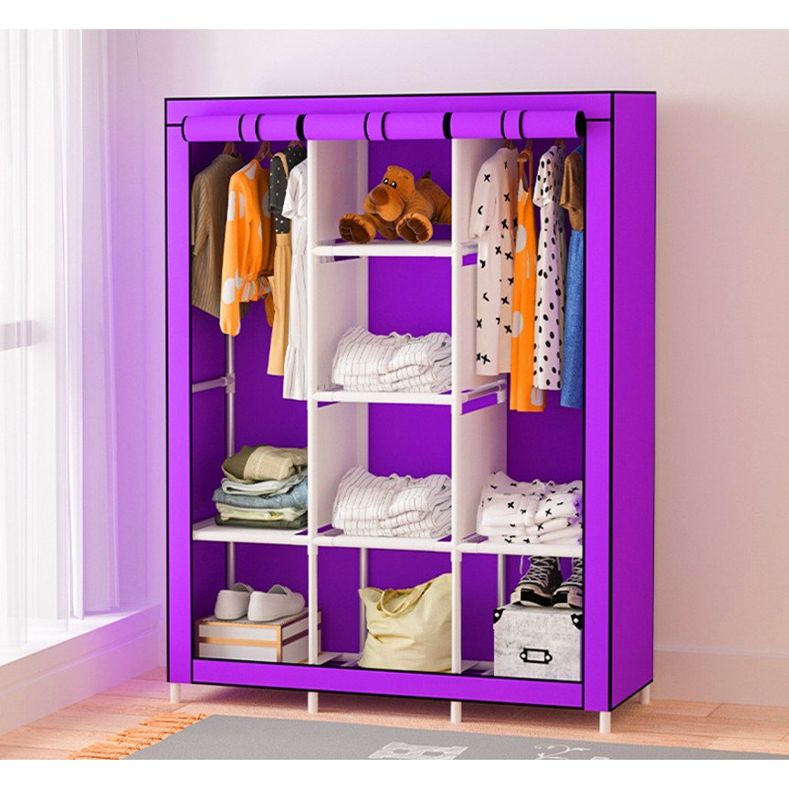 Ver imagem 1 de Guarda Roupa Portátil Dobrável Cor Roxo