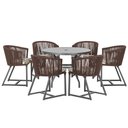 Ver imagem 1 de Mesa com 6 Cadeiras de Jantar Roma 120cm e Noronha em Alumínio Preto Corda Náutica Estofado 6 Trama