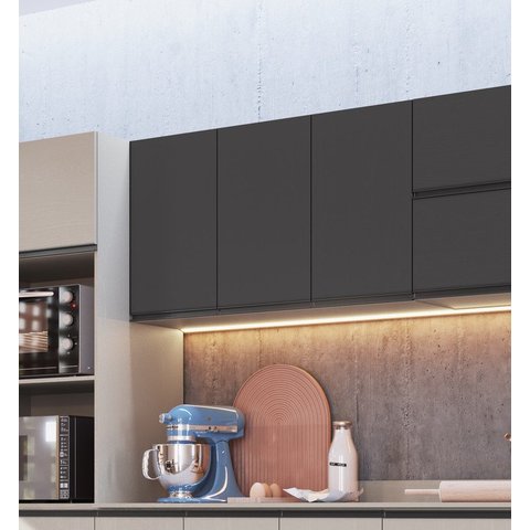 Armário Aéreo de Cozinha 120cm Quiditá 03 portas Fumê/Grafite