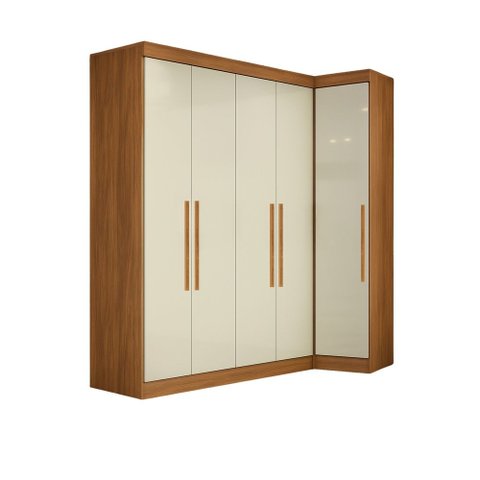 Quarto Modulado de Canto Madrid com 5 Portas e 2 Gavetas Maxel