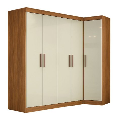 Quarto Modulado de Canto Madrid com 5 Portas e 2 Gavetas Maxel