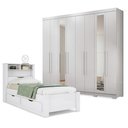 Ver imagem 2 de Guarda Roupa Casal Master New 8 Portas de Bater 4 Gavetas MDP com Espelho Branco Brilho Santos