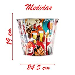 Kit 2 Baldes de Gelo para Cerveja Estampado em Metal Galvanizado 4,8 Litros - 3
