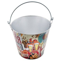Kit 2 Baldes de Gelo para Cerveja Estampado em Metal Galvanizado 4,8 Litros - 4