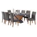 Ver imagem 2 de Mesa de Jantar 8 Lugares Atlantis com Vidro Mel/Grafite - Viero Móveis