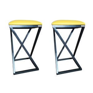 Conjunto 2 Bancos Banqueta Baixa Bistro Cozinha Americana Gourmet Estrutura Metalon:amarelo