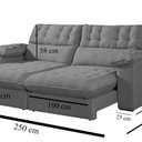 Ver imagem 3 de Sofá Retrátil e Reclinável Barcelona 250 Cm Veludo com Molas Ensacadas Cinza Prata