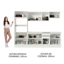 Armário de Cozinha Completa 100% MDF 250cm Branco Smart Madesa 01 - 7