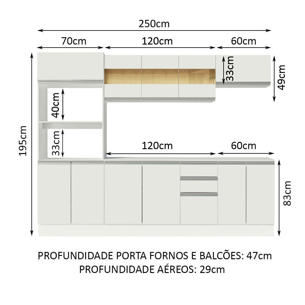 Armário de Cozinha Completa 100% Mdf 250cm Branco Smart Madesa 01 - 4