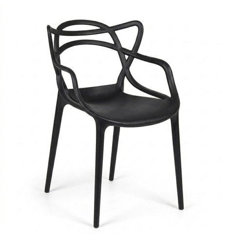 Cadeira para Mesa de Jantar Napoli Empilhável Plástico PP Preto - Sallar Home