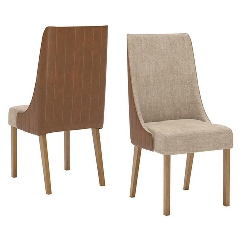 Cadeira para Mesa de Jantar Ivy Kit 02 Peças Corano Caramelo Creme – Henn