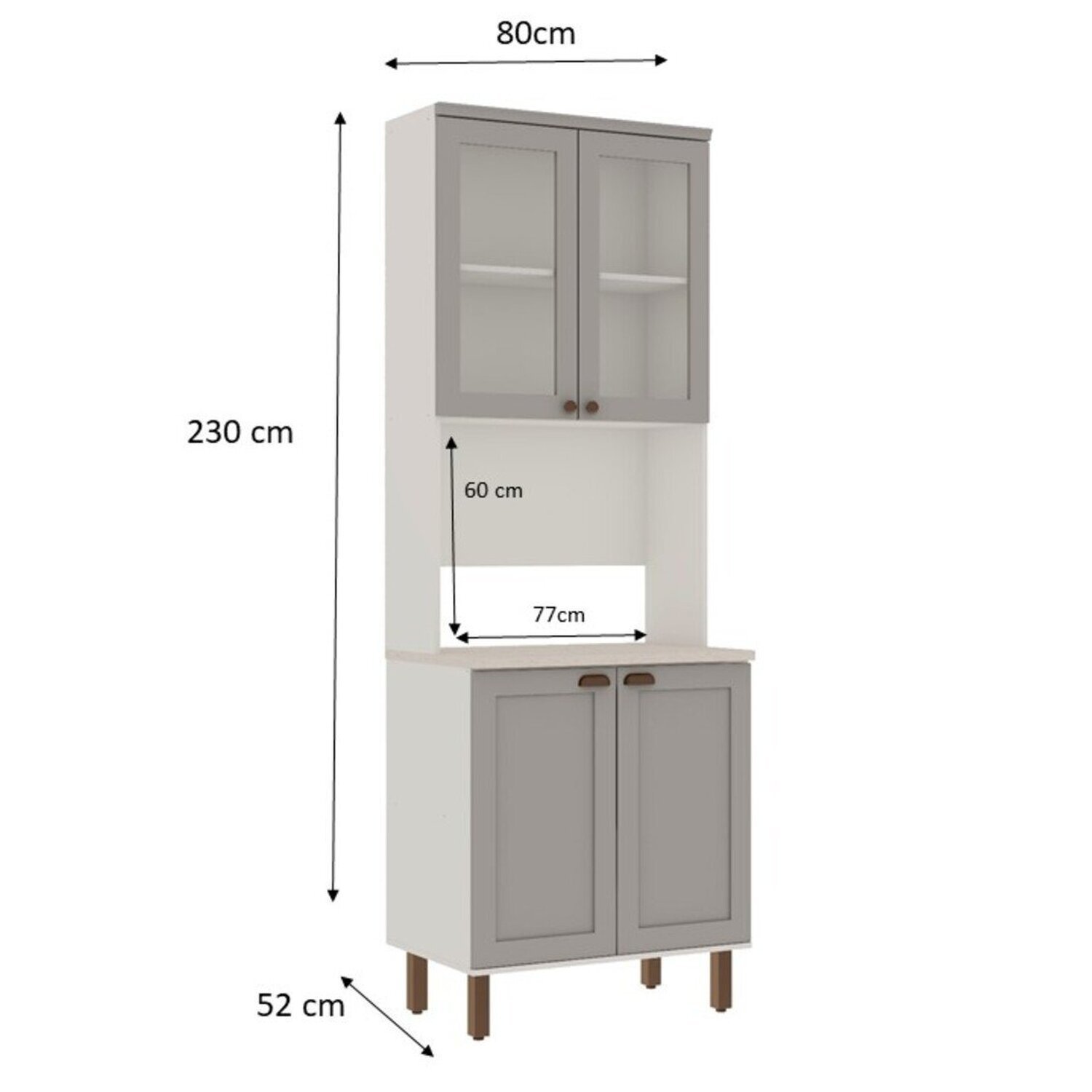 Torre Quente com Cristaleira 2 Portas de Vidro 100% Mdf Iluminata - 4