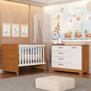 Ver imagem 2 de Jogo de Quarto Infantil Cômoda Zaki e Berço Evolution Branco Fosco/savana - Reller Móveis