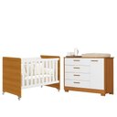 Ver imagem 1 de Jogo de Quarto Infantil Cômoda Zaki e Berço Evolution Branco Fosco/savana - Reller Móveis