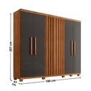 Ver imagem 3 de Guarda Roupa Casal Roma Mdf 6 Portas 2 Gavetas com Pés Naturalle Grafite com Pés