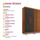 Ver imagem 7 de Guarda Roupa Casal Roma Mdf 6 Portas 2 Gavetas com Pés Naturalle Grafite com Pés