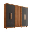 Ver imagem 2 de Guarda Roupa Casal Roma Mdf 6 Portas 2 Gavetas com Pés Naturalle Grafite com Pés