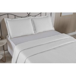 Kit Colcha Cobre Leito Cama Casal Queen 3 Peças Dubai Liso Matelada:Branca - 2