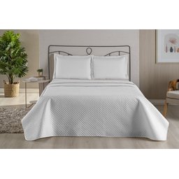 Kit Colcha Cobre Leito Cama Casal Queen 3 Peças Dubai Liso Matelada:Branca - 1