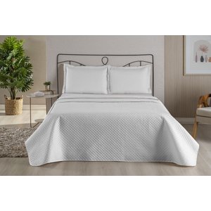 Kit Colcha Cobre Leito Cama Casal Queen 3 Peças Dubai Liso Matelada:Branca