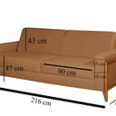Ver imagem 3 de Sofá Living 216cm Veludo com Molas e Pés em Madeira Tokio Cobre Terracota