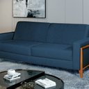 Ver imagem 1 de Sofá Living 176cm Veludo com Molas e Pés em Madeira Tokio Azul Marinho