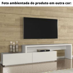 Rack Aston Universum Extensível 164 cm a 300 cm Laca Cinza Claro Off White Brilhante - 3