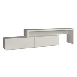 Rack Aston Universum Extensível 164 cm a 300 cm Laca Cinza Claro Off White Brilhante - 1