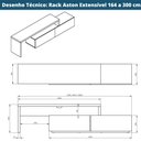Ver imagem 6 de Rack Aston Universum Extensível 164 Cm a 300 Cm Laca Cinza Claro Off White Brilhante