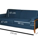 Ver imagem 3 de Sofá Living 216cm Veludo com Molas e Pés em Madeira Tokio Azul Marinho